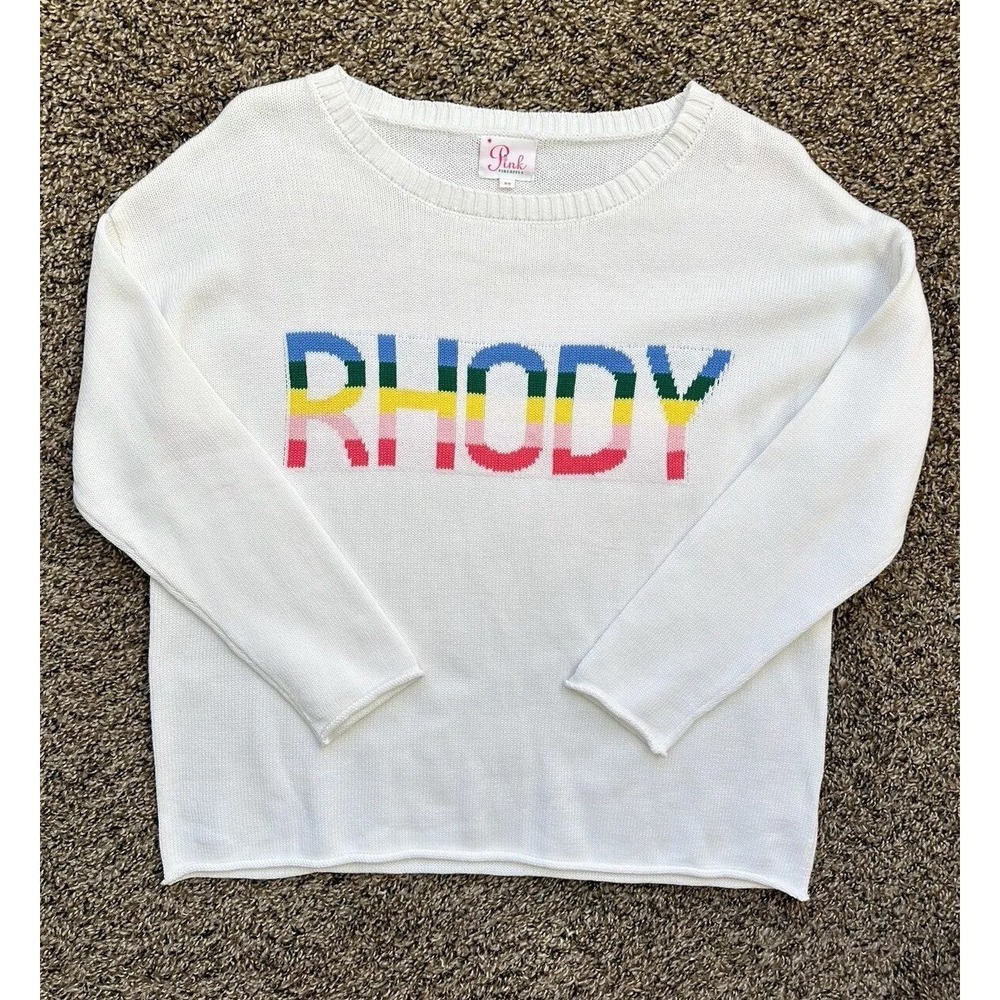 Pink Pineapple Rhody Rainbow White‎ Knit Sweater / Womens XS
